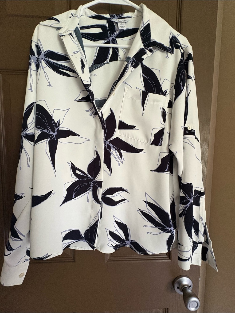 Calvin Klein Black & White Floral Button-Down Shirt